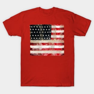 Distressed Vintage USA Flag Armed Forces 4th of July America T-Shirt